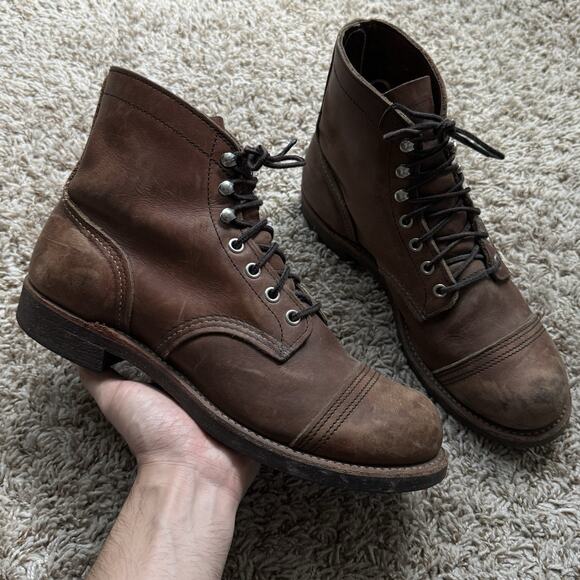Red Wing Shoes 8111 Iron Ranger Brown Leather Boots Men’s Size 8 D Made In USA